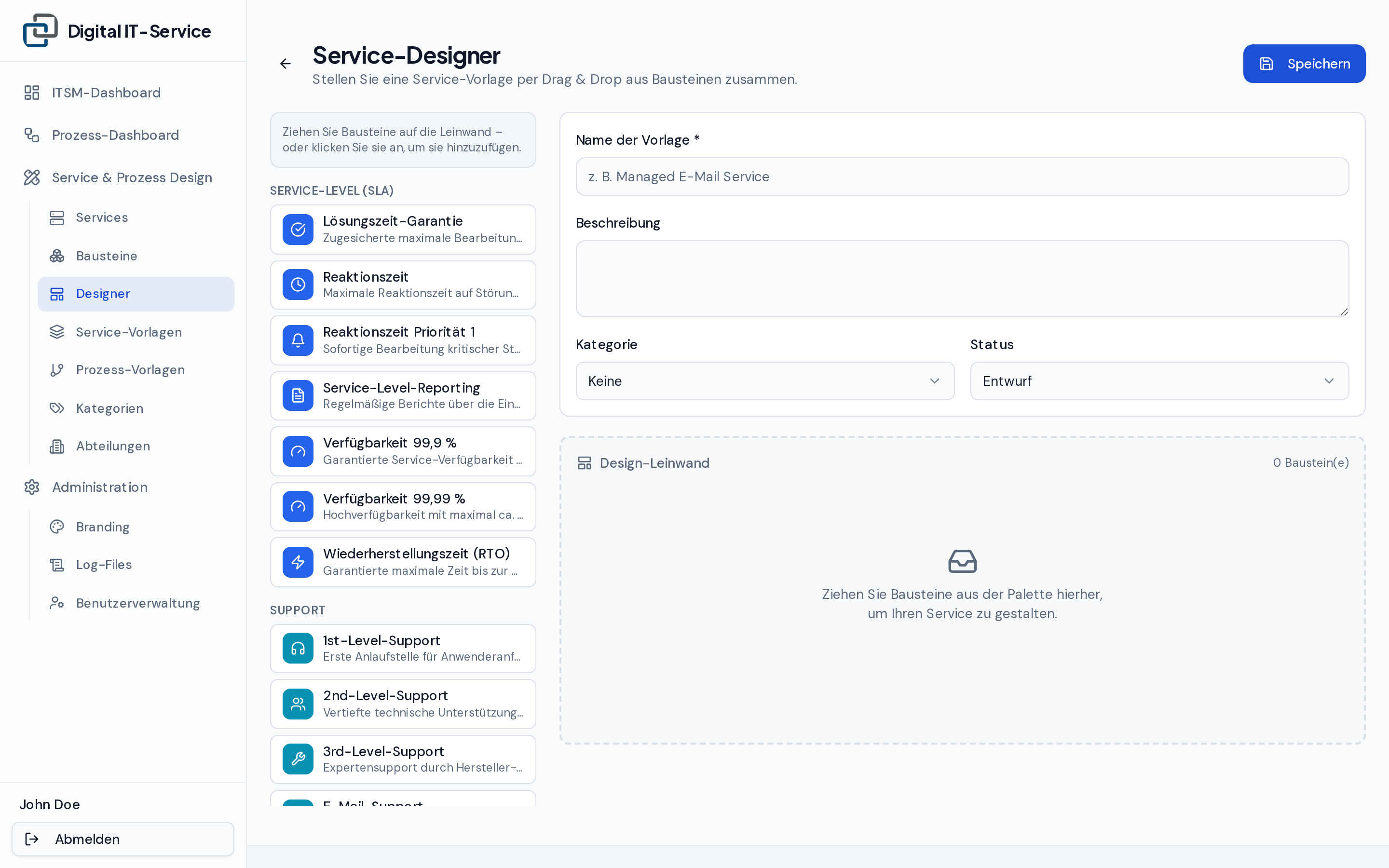 Services per Drag & Drop gestalten
